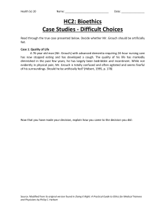 hc2 bioethics case studies - difficult choices