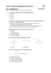 SCH 4U Final Exam