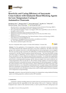 Article Reactivity and Curing Eciency of Isocyanate Cross-Linkers with Imidazole-Based Blocking Agents for Low-Temperature Curing of Automotive Clearcoats