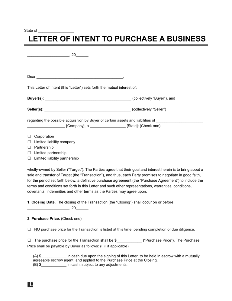 letter-of-intent-purchase-business