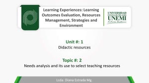 UNIT 1 TOPIC 2  LEARNING EXPERIENCE  D.E