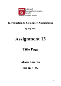 Assignment 13 Ahsan Kamran 21736