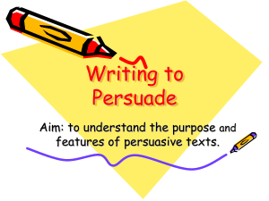 Writing to Persuade- travel brochure