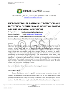 MICROCONTROLLER BASED FAULT DETECTION AND  PROTECTION OF THREE PHASE INDUCTION MOTOR AGAINST ABNORMA
