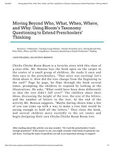 Moving Beyond Who, What, When, Where, and Why  Using Bloom’s Taxonomy Questioning to Extend Preschoolers’ Thinking   NAEYC