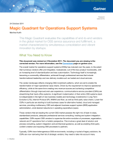 OSS Market Analysis: Magic Quadrant for Operations Support Systems