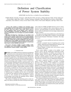 Definition classification of power system stability IEEE-CIGRE joint task force on stability terms and definitions