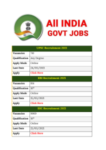 All India Govt Job Updates