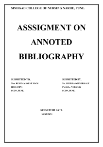 ANNOTED BIBLIOGRAPHY ASSIGNMENT