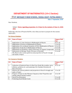 Notice regarding preparation of Math.-Project by class-12 students,2020-2021 (3)