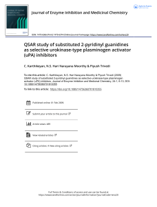 QSAR study of substituted 2 pyridinyl guanidines as selective urokinase type plasminogen activator uPA inhibitors
