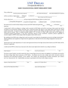 UNT Dallas ECHS Enrollment Form
