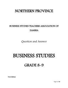 Business Studies QandA Grade 8-9