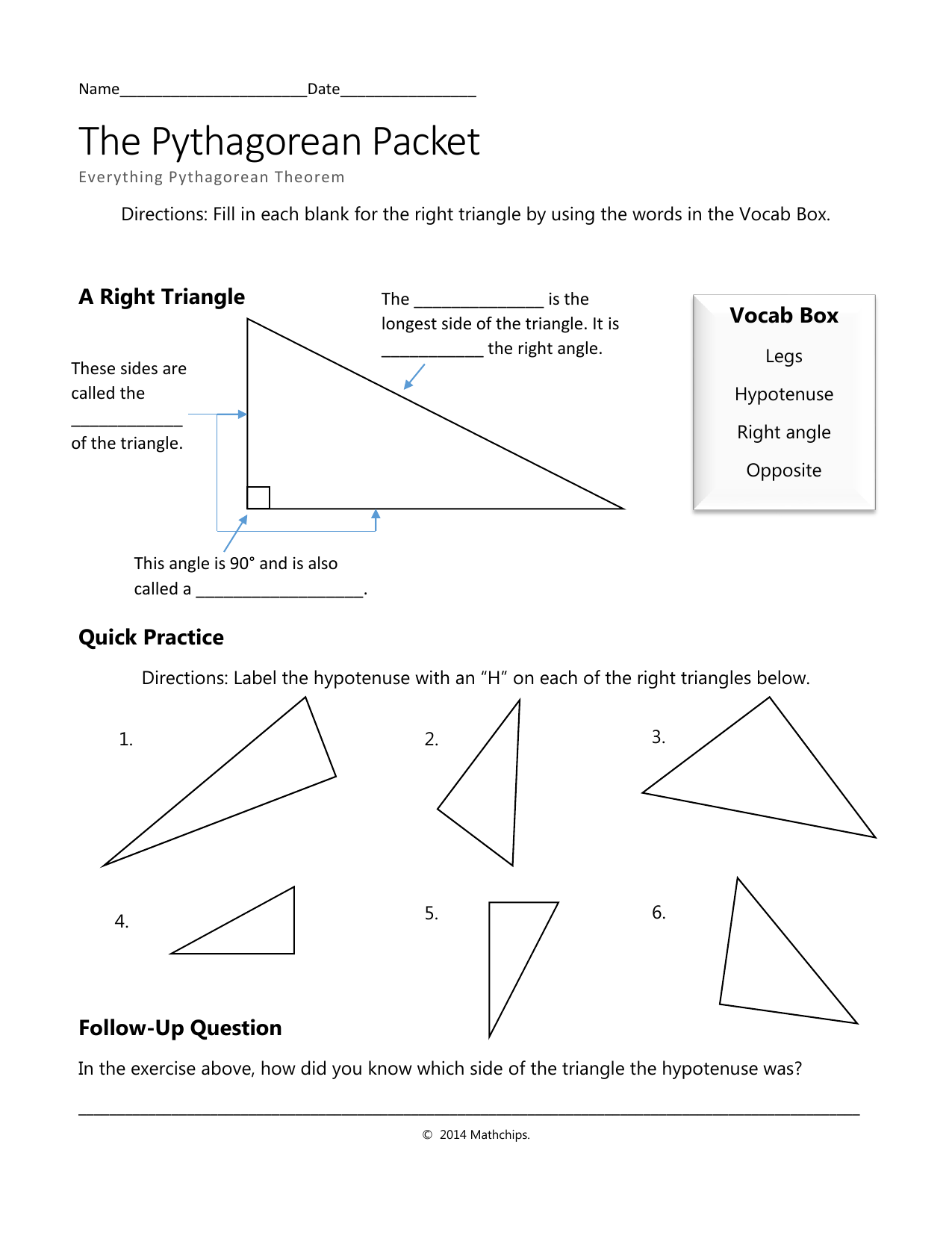 Pythagorean Packet Within Pythagorean Theorem Word Problems Worksheet