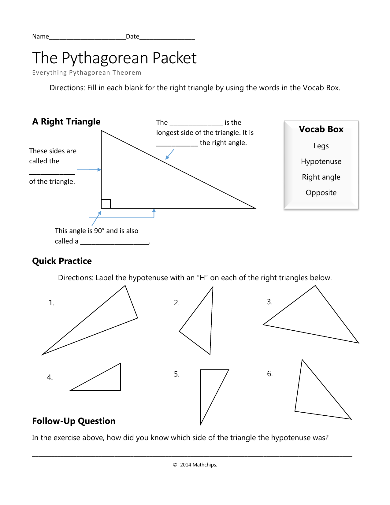 Pythagorean Packet Regarding Pythagorean Theorem Worksheet With Answers