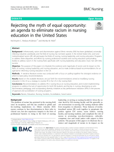 Rejecting the myth of equal opportunity- an agenda to eliminate racism in nursing education in the United States