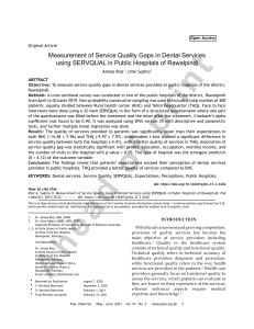 Measurement of Service Quality Gaps in Dental Services using SERVQUAL in Public Hospitals of Rawalpindi 