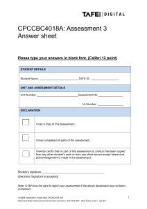LA023626 Assn3 Answer sheet CPCCBC4018A Ed5
