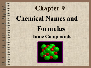 Ionic Compounds: Chemical Names and Formulas