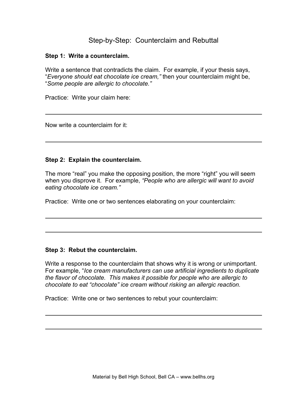 Claim And Counterclaim Activity