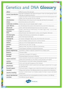 Genetics and DNA Glossary-Poster