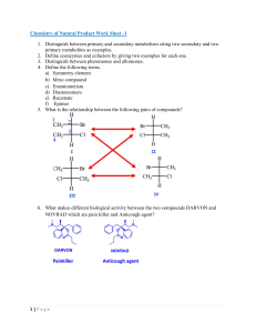 Chemistry of Natural Product Work Sheet+ Assignment