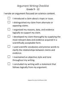 9 12 argument writing checklist