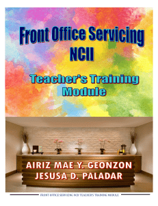 Front Office Servicing NC II Work Immersion Module
