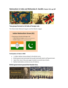 Nationalism in India and Mahatma Gandhi