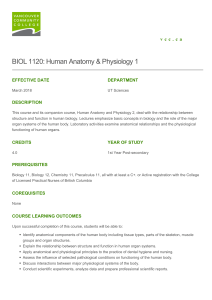 BIOL 1120  Human Anatomy & Physiology 1