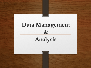 Data Management and Analysis