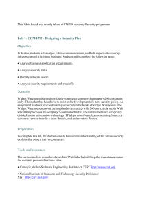 Security Plan Design: Widget Warehouse Lab