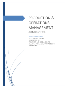 Production ^0 Operations Management Assignment ^N 2