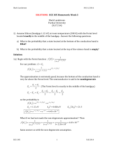 ECE 305 Homework Solutions: Semiconductor Physics