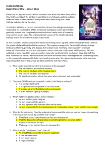 Reading Comprehension Passage - Ready Player One