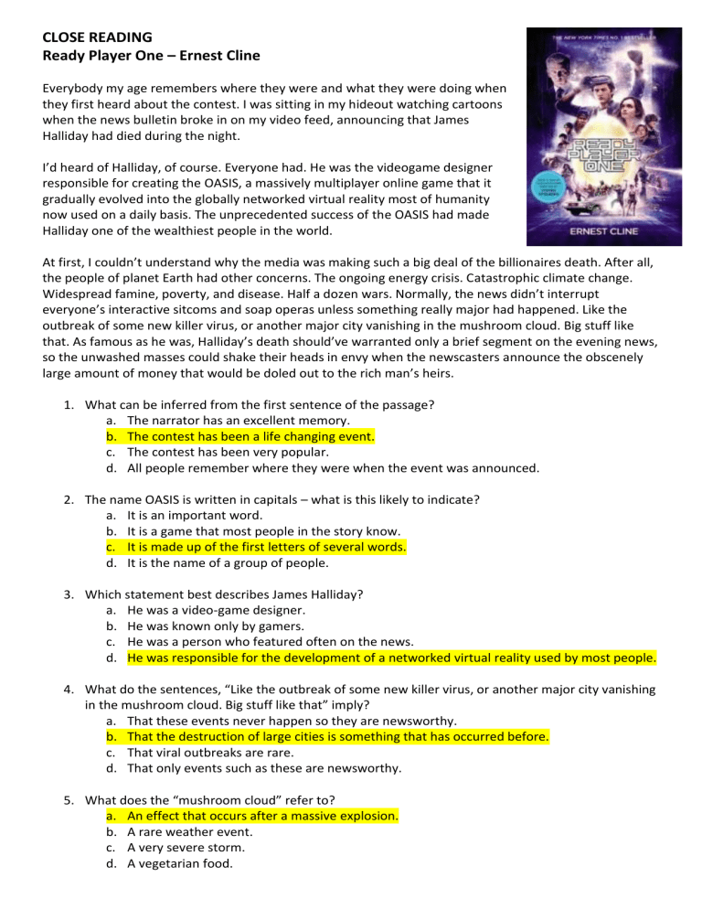 essay topics for ready player one