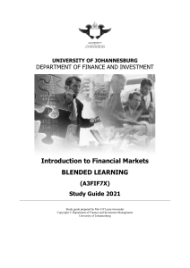 Study Guide Introduction to Financial Markets 2021