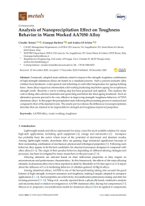 Analysis of Nanoprecipitation Eect on Toughness Behavior in Warm Worked AA7050 Alloy