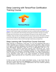 Deep Learning with TensorFlow Certification Training Course