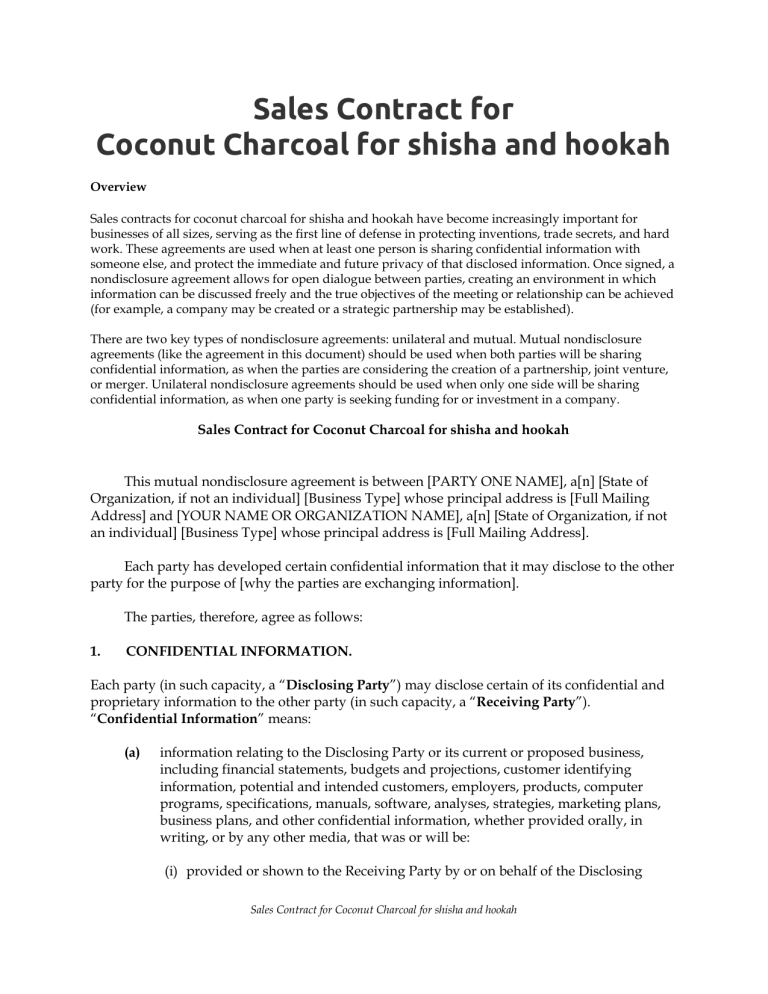 Salescontractforcoconutcharcoal