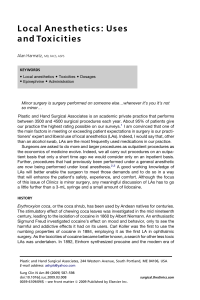 Local Anesthetics- Uses and Toxicities