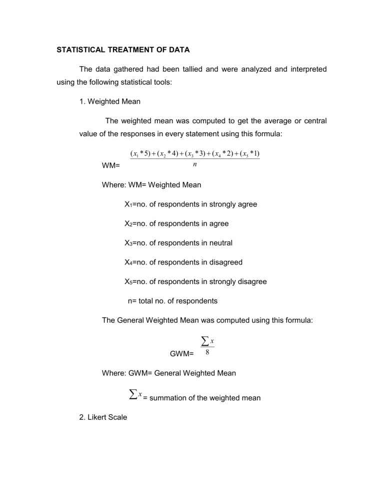 Types Of Statistical Treatment In Quantitative Research