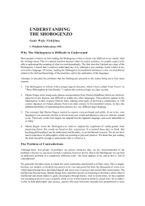 UNDERSTANDING THE SHOBOGENZO (Nishijima, 1992)