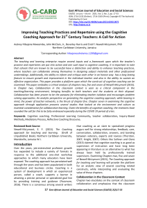 Improving Teaching Practices and Repertoire using the Cognitive  Coaching Approach for 21st Century Teachers: A Call for Action