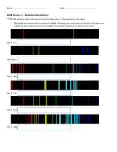 Analyzing Spectral Lines Worksheet