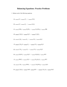 Balancing Eqn Practice with Ans