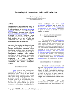 Innovative Technologies in Bread Production