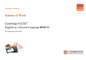 0510 IGCSE English as a Second Language Scheme of Work for examination from 201920190825-119042-19h0ja5