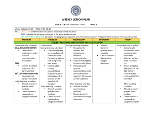 Weekly Lesson Plan: Oral Comm, EAPP, 21st Century Lit