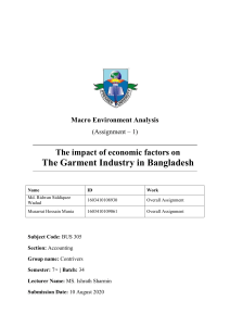 The impact of economic factors on The Garment Industry in Bangladesh